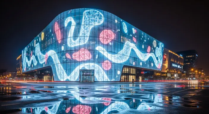 LED Mesh on Towers & Buildings