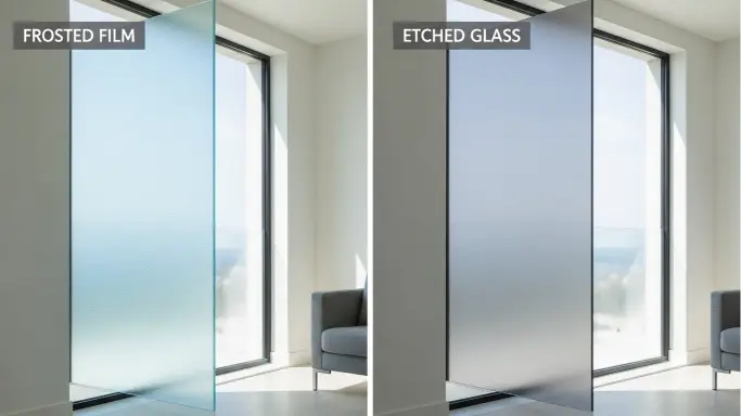 frosted film and etched glass