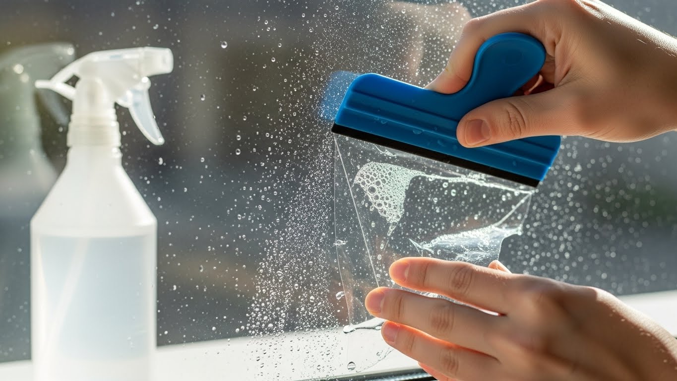 طريقة تركيب الاستيكر على الزجاج