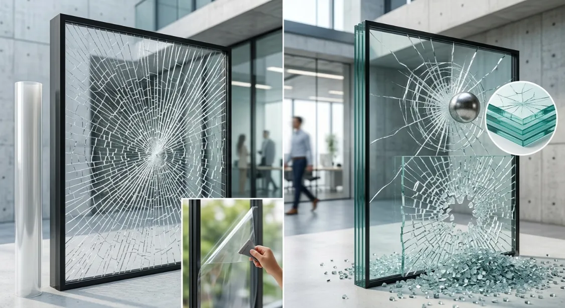 Safety Film vs Laminated & Toughened Glass 3 safety film vs laminated glass in Saudi Arabia