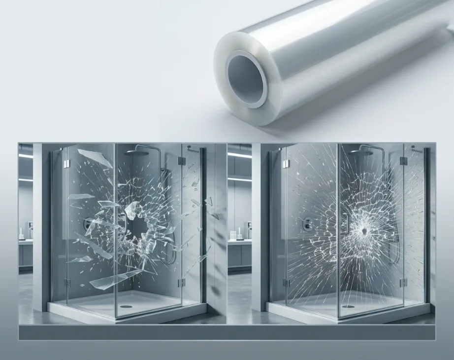 Security and safety film applied to commercial glazing by Vision Guard in Makkah
